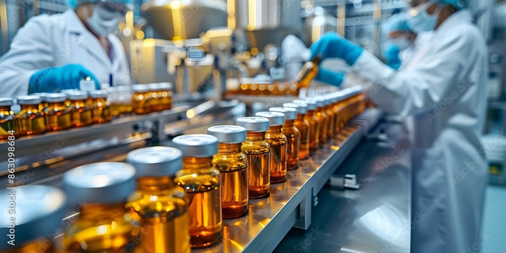 Quality Control Staff Inspecting Medical Vials Production Line in ...