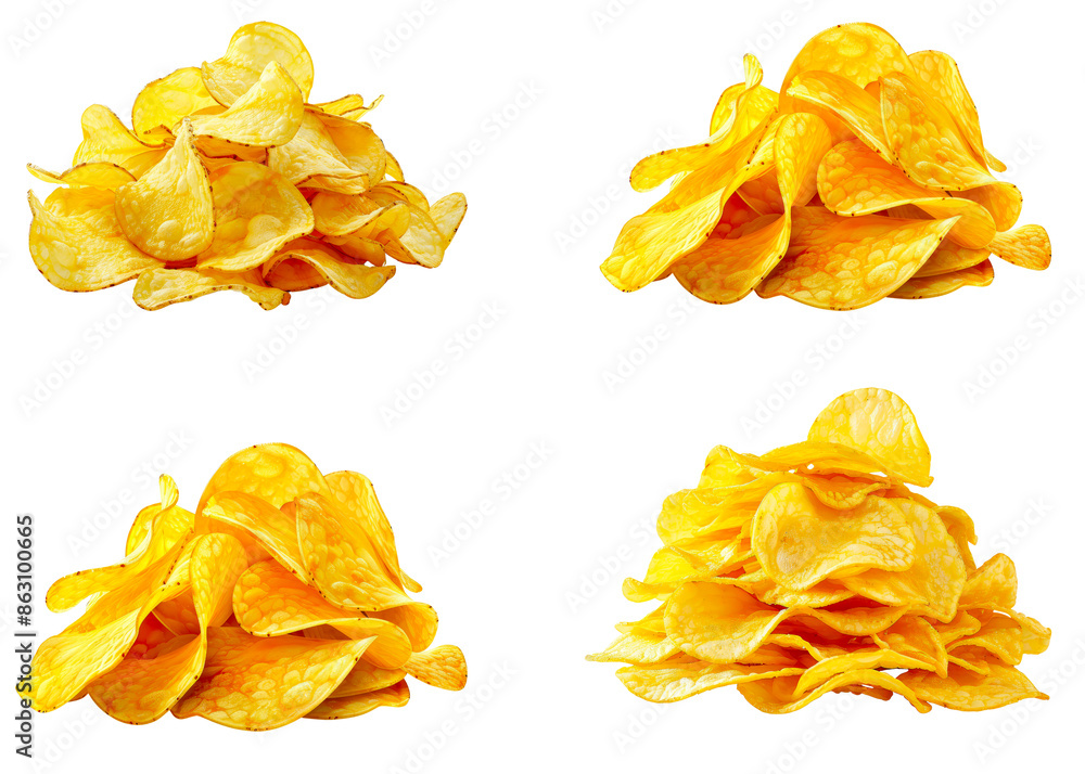 Naklejka premium Crispy fresh potato chip isolated on the transparent background
