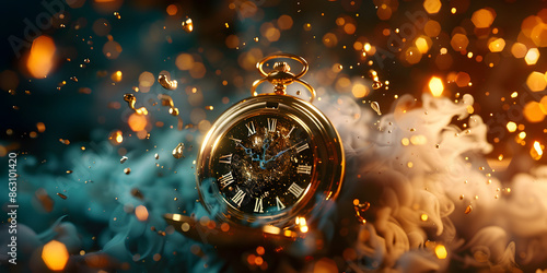 Antique clock on an abstract background