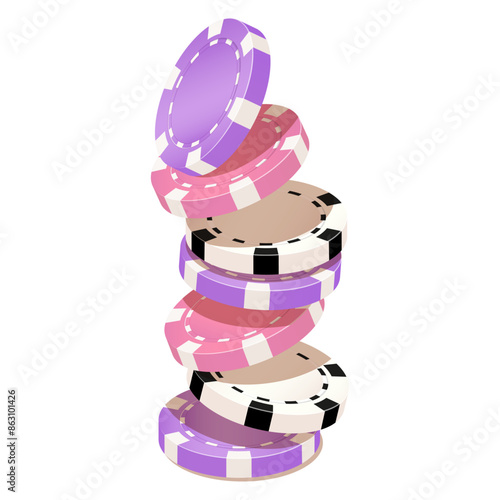 Cute falling poker chips. EPS10 vector illustration