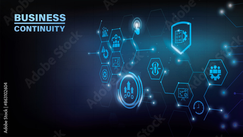 Business continuity plan banner web icon concept for creating a system of prevention and recovery with an icon of management, ongoing operation, risk, resilience, and procedures