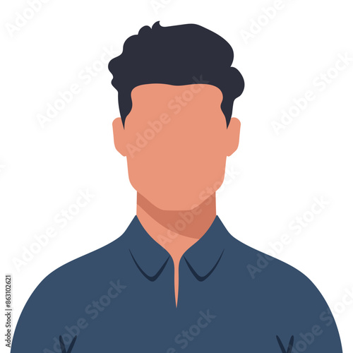 Abstract faceless young man with stylish haircut. Male avatar. Vector illustration