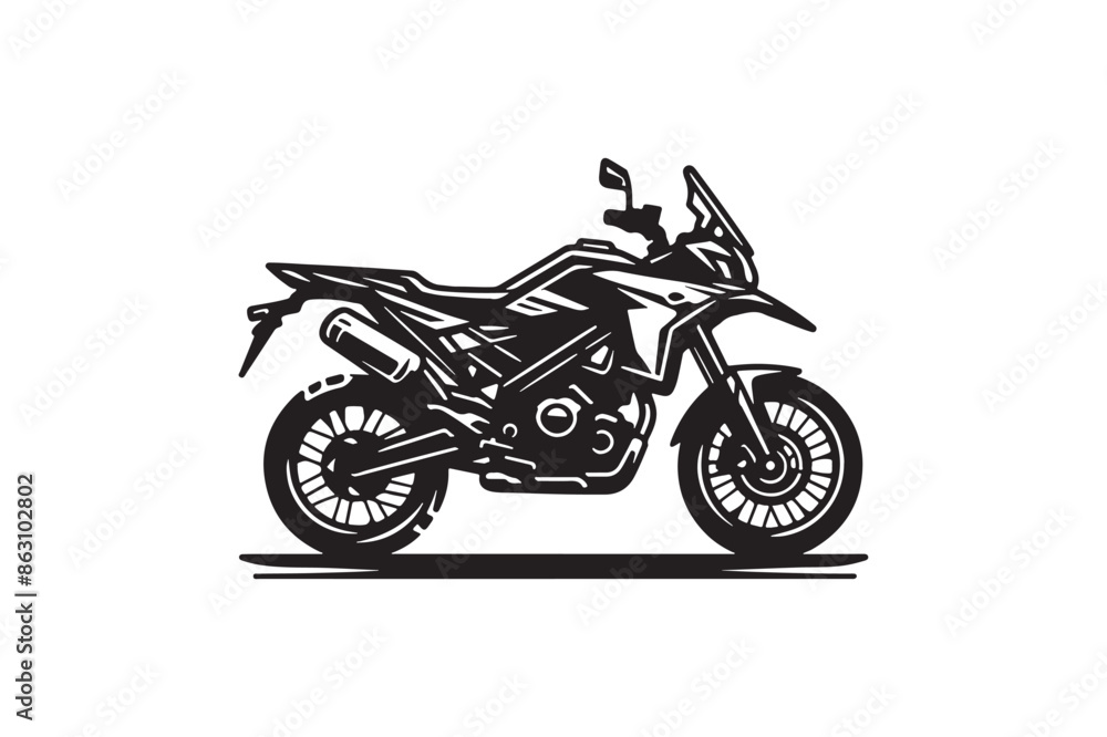 A black silhouette of a motorbike. A black silhouette of a motorbike.