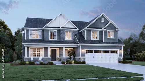 Wallpaper Mural Elegant modern house exterior at twilight Torontodigital.ca