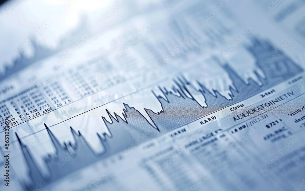 Financial graphs and charts analysis on display Financial graphs and charts analysis on display