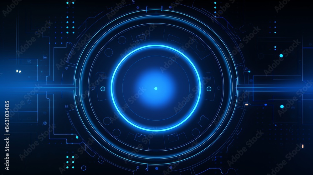 Abstract futuristic technology background with blue glowing circle and circuit board, concept for digital, innovation, cyber, communication. Abstract futuristic technology background with blue glowing circle and circuit board, concept for digital, innovation, cyber, communication.