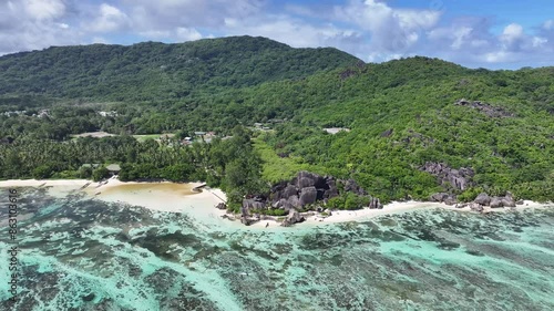 Anse Source D Argent At La Digue Island In Victoria Seychelles. Indian Ocean Beach. Africa Background. La Digue Island At Victoria. Tourism Landscape. Nature Seascape. Outdoors Travel. photo