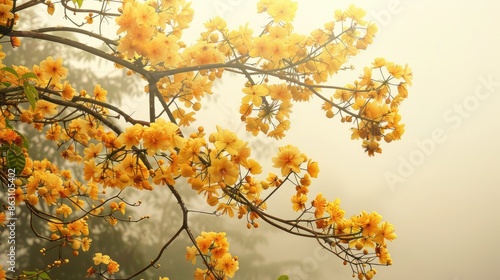 Cochlospermum regium blooms yellow amidst Thailand s summer smog photo