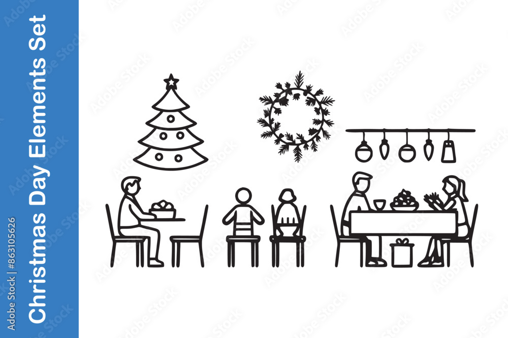 Christmas Day design festive outline illustration Christmas Day design festive outline illustration