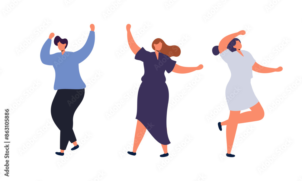 Happy Dancing People. Set of People Dancing at Party, Celebrating Holiday Illustration Happy Dancing People. Set of People Dancing at Party, Celebrating Holiday Illustration
