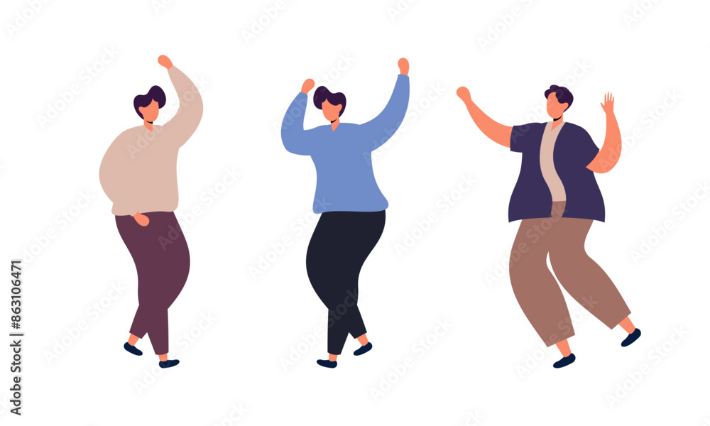 Happy Dancing People. Set of People Dancing at Party, Celebrating Holiday Illustration Happy Dancing People. Set of People Dancing at Party, Celebrating Holiday Illustration
