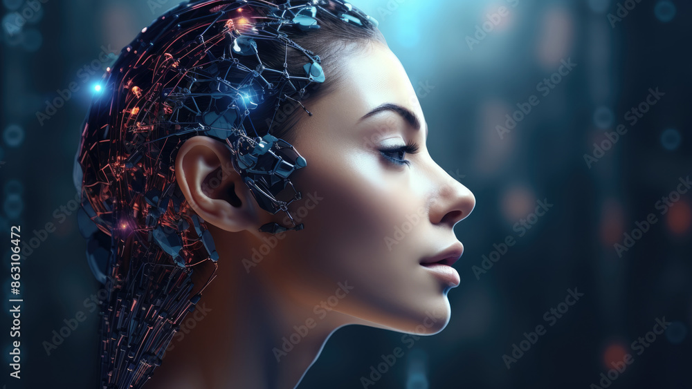 A robotic figure with human features that looks like an android. Its design emphasizes the combination of technology and human aesthetics.
A robotic figure with human features that looks like an android. Its design emphasizes the combination of technology and human aesthetics.