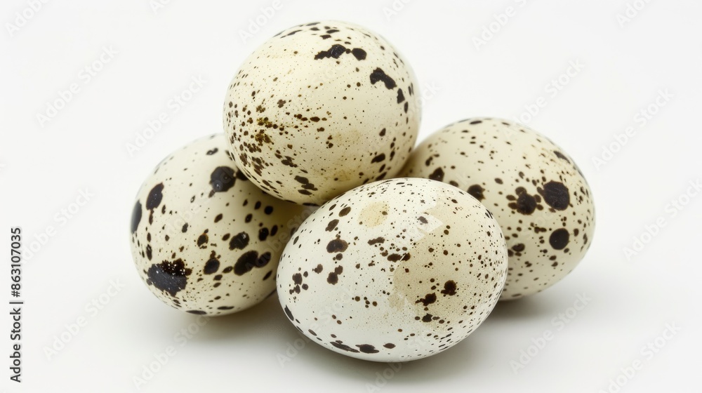 Quail Egg Set Against a White Background Quail Egg Set Against a White Background