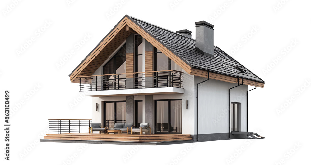 black and white sketch of modern and minimalistic home, 3d illustration isolated on a transparent background black and white sketch of modern and minimalistic home, 3d illustration isolated on a transparent background