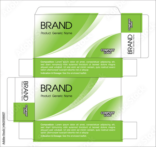 Medicine box packaging design template