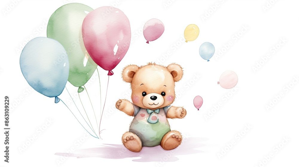Cute bear holding balloons Cute bear holding balloons