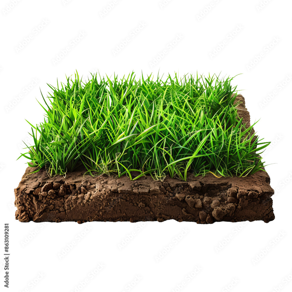 Land piece with green grass realistic garden plot isolated on white background Land piece with green grass realistic garden plot isolated on white background