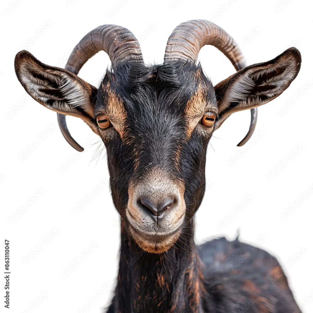 Fototapeta premium Long horns goat isolated on background isolated on white background