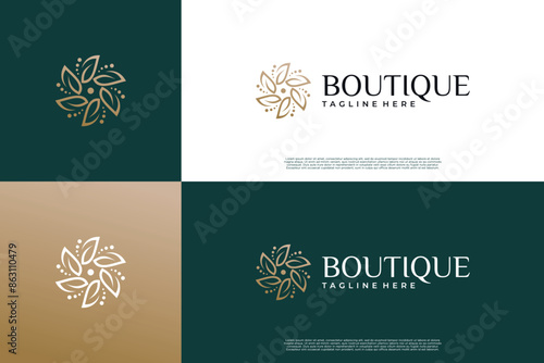 Boutique logo design with floral ornament