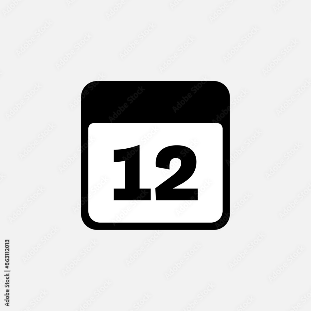 12th day of the month, minimalist calendar. Vector icon 12th day of the month, minimalist calendar. Vector icon