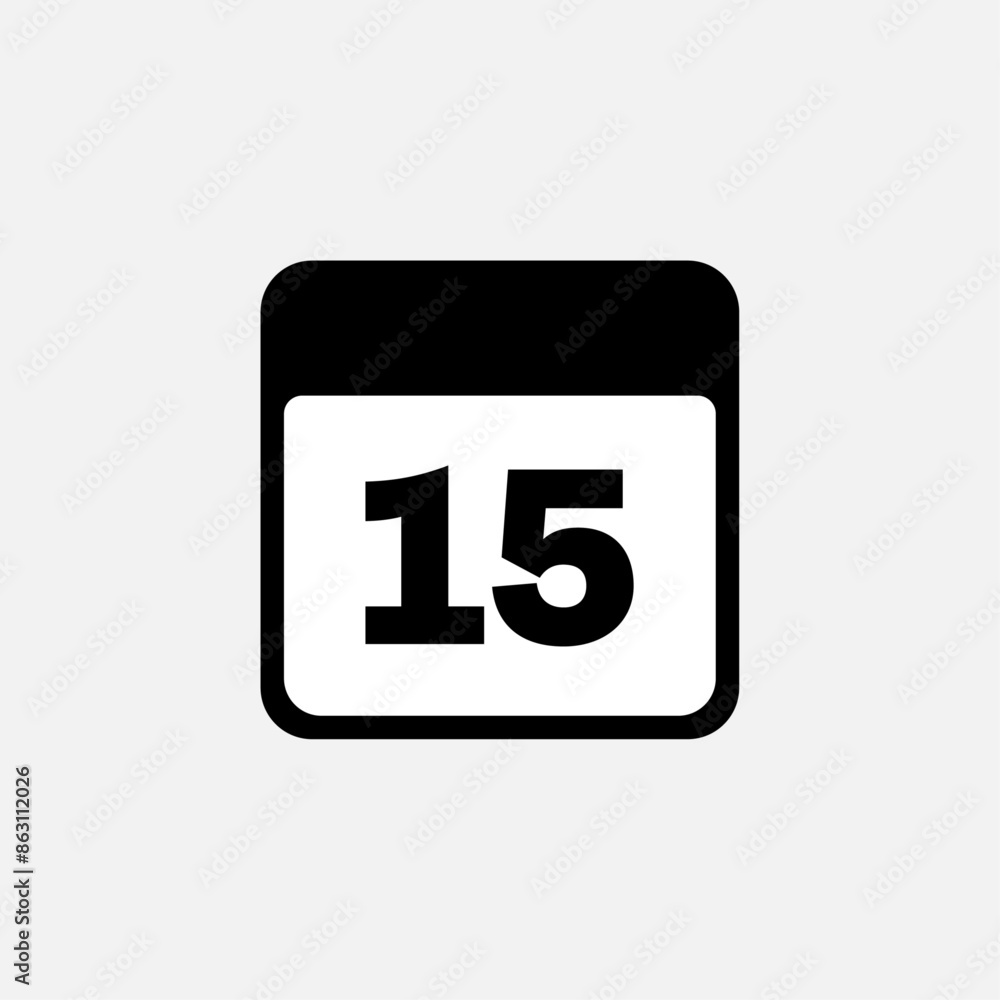 15th day of the month, minimalist calendar. Vector icon 15th day of the month, minimalist calendar. Vector icon