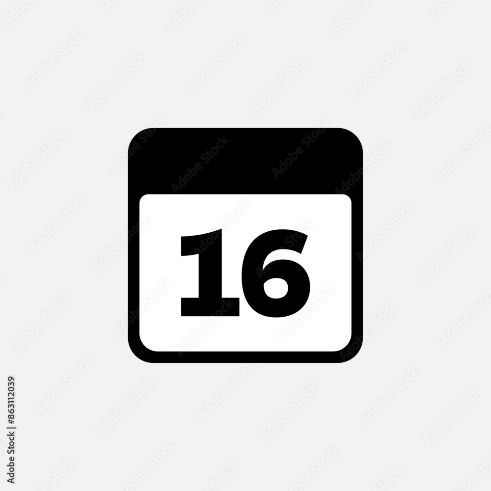 16th day of the month, minimalist calendar. Vector icon 16th day of the month, minimalist calendar. Vector icon