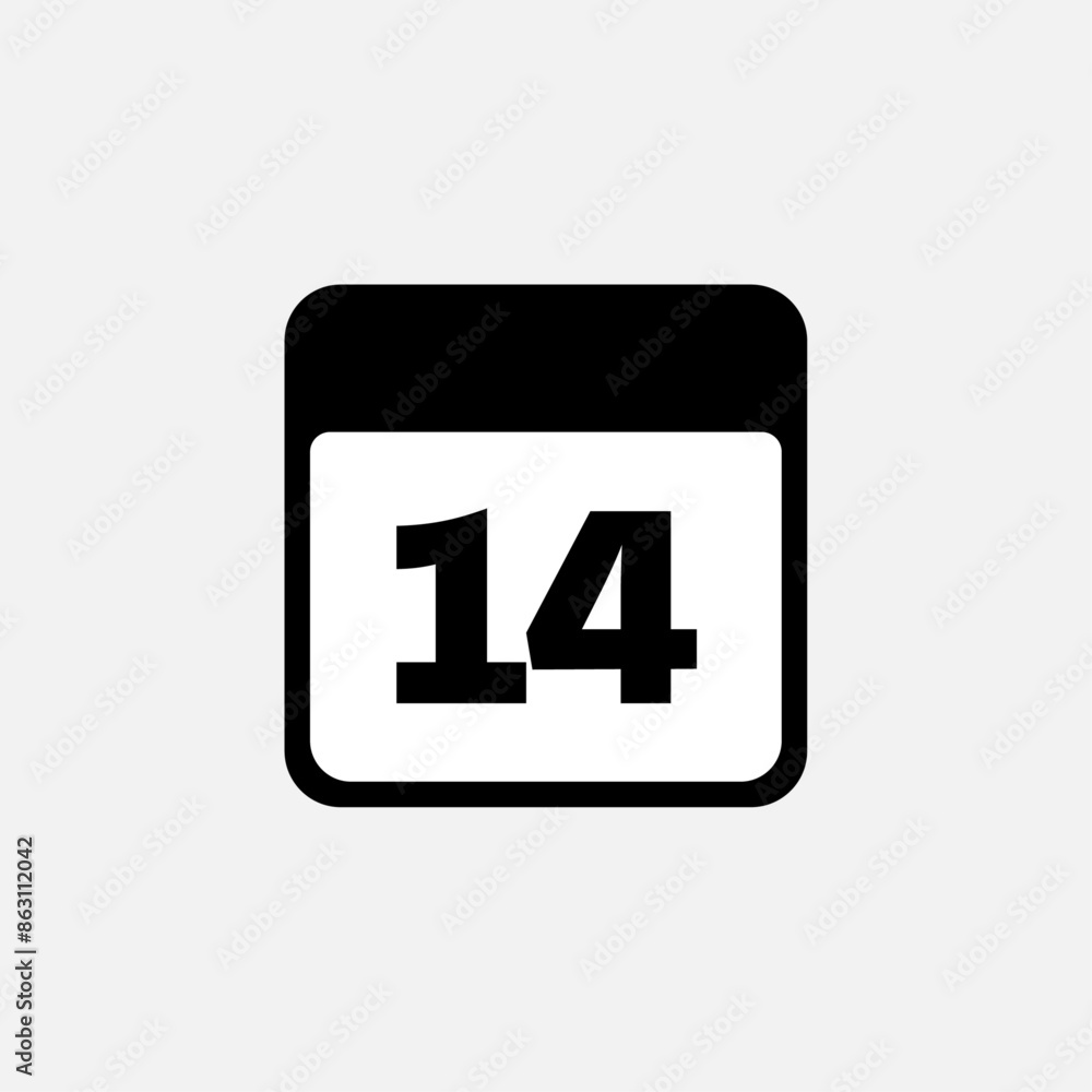 14th day of the month, minimalist calendar. Vector icon 14th day of the month, minimalist calendar. Vector icon