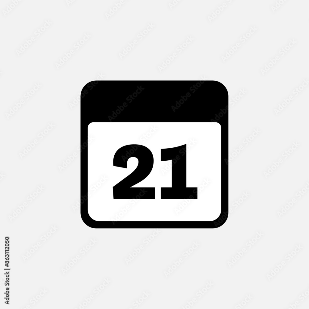 21th day of the month, minimalist calendar. Vector icon 21th day of the month, minimalist calendar. Vector icon