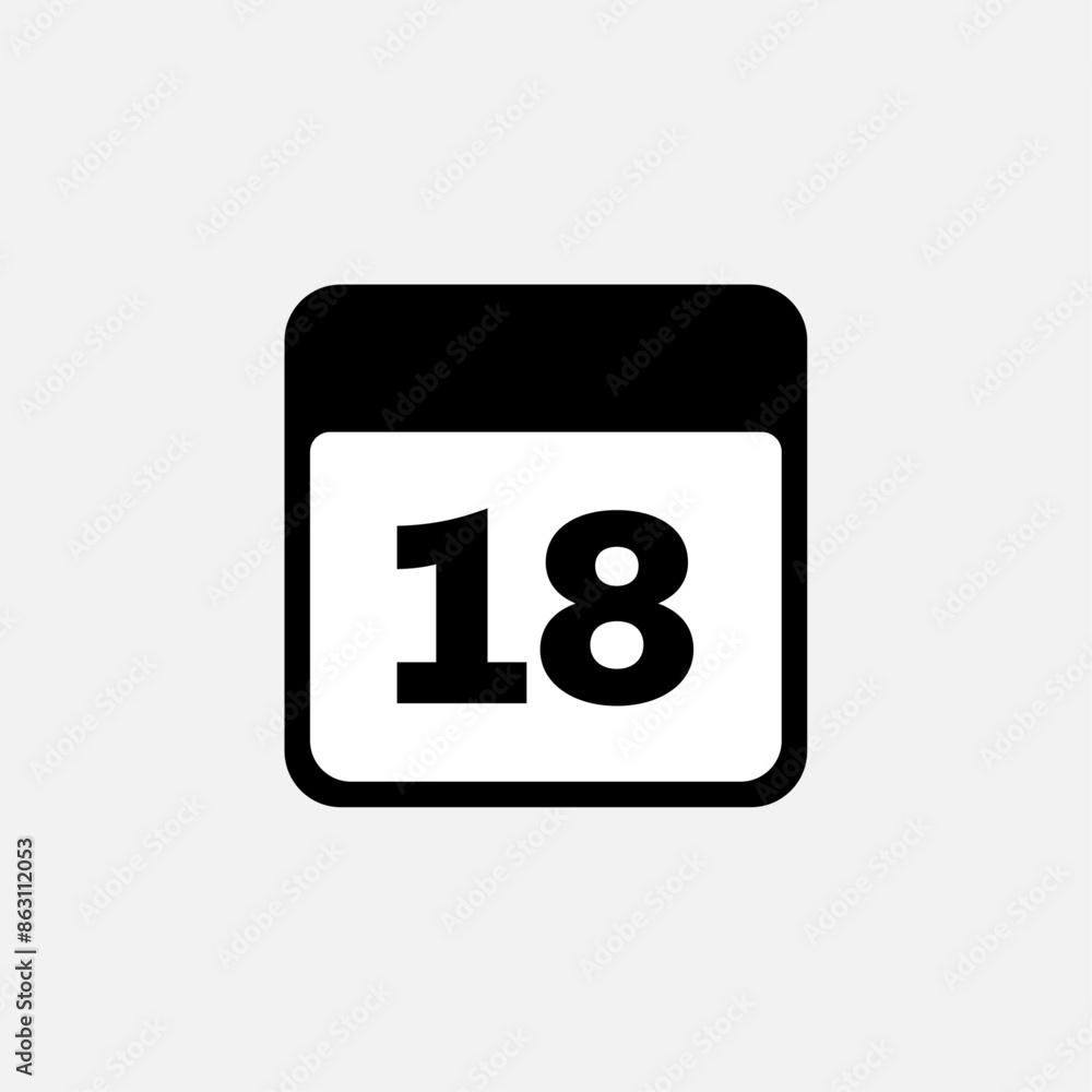 18th day of the month, minimalist calendar. Vector icon 18th day of the month, minimalist calendar. Vector icon