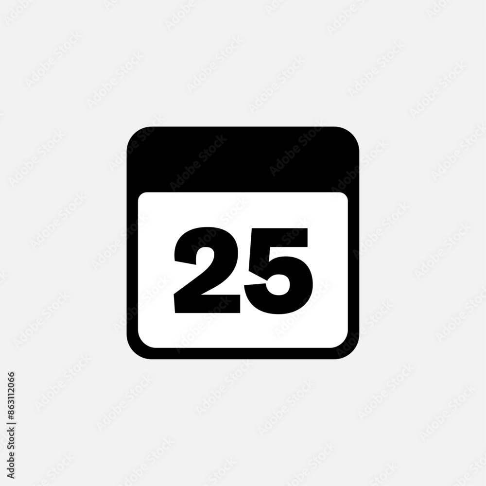 25th day of the month, minimalist calendar. Vector icon 25th day of the month, minimalist calendar. Vector icon