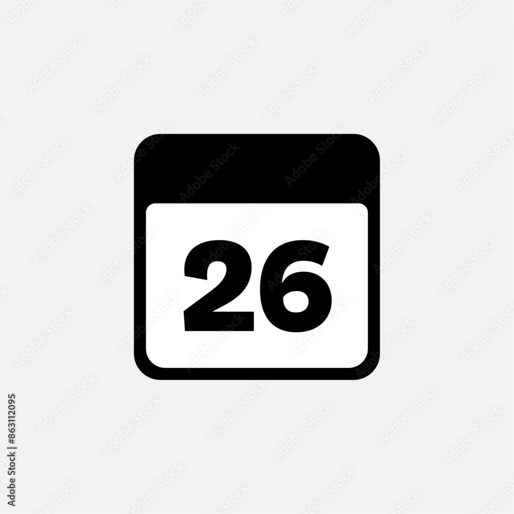 26th day of the month, minimalist calendar. Vector icon 26th day of the month, minimalist calendar. Vector icon