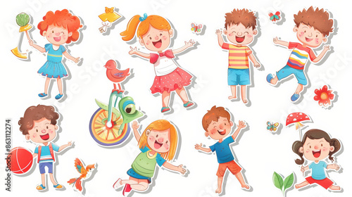 set of happy kids cutout