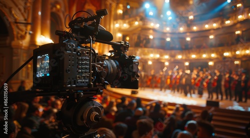 Close Up of a Video Camera Recording a Live Performance on Stage