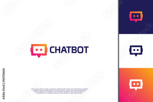 Chat Bot logo design. Robot communication logo.