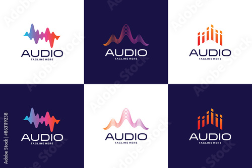Music pulse audio sound logo design collection