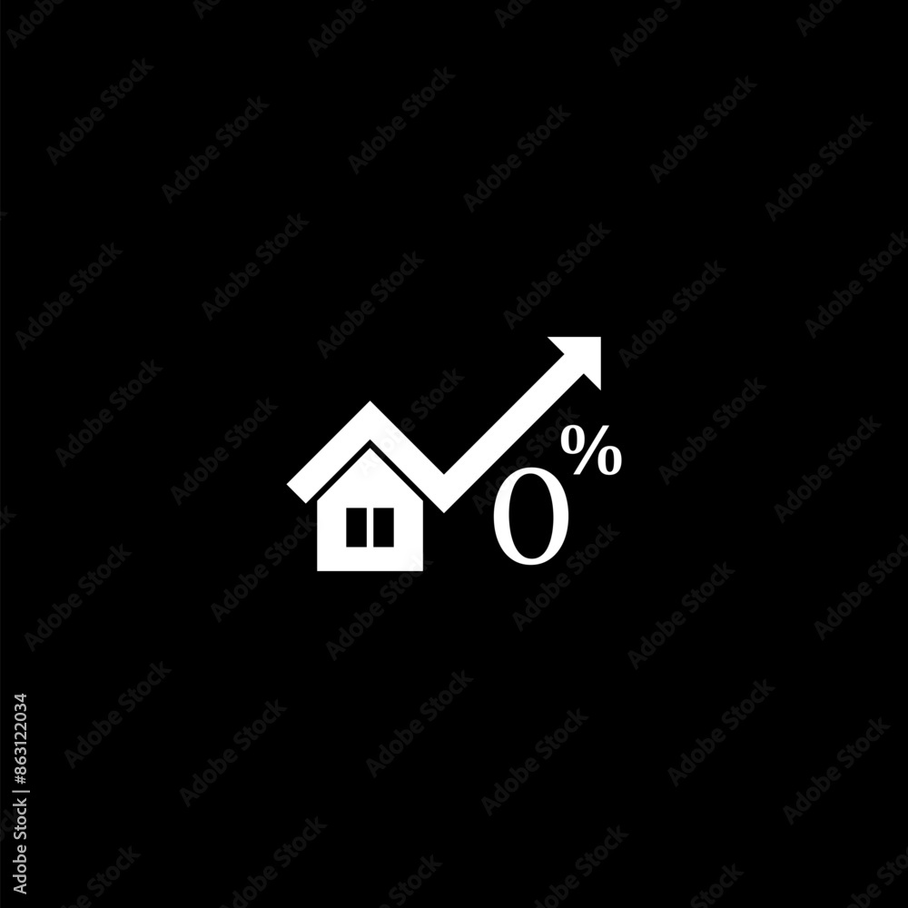 Credit tax rate sign. Real estate percent symbol icon isolated on black background Credit tax rate sign. Real estate percent symbol icon isolated on black background