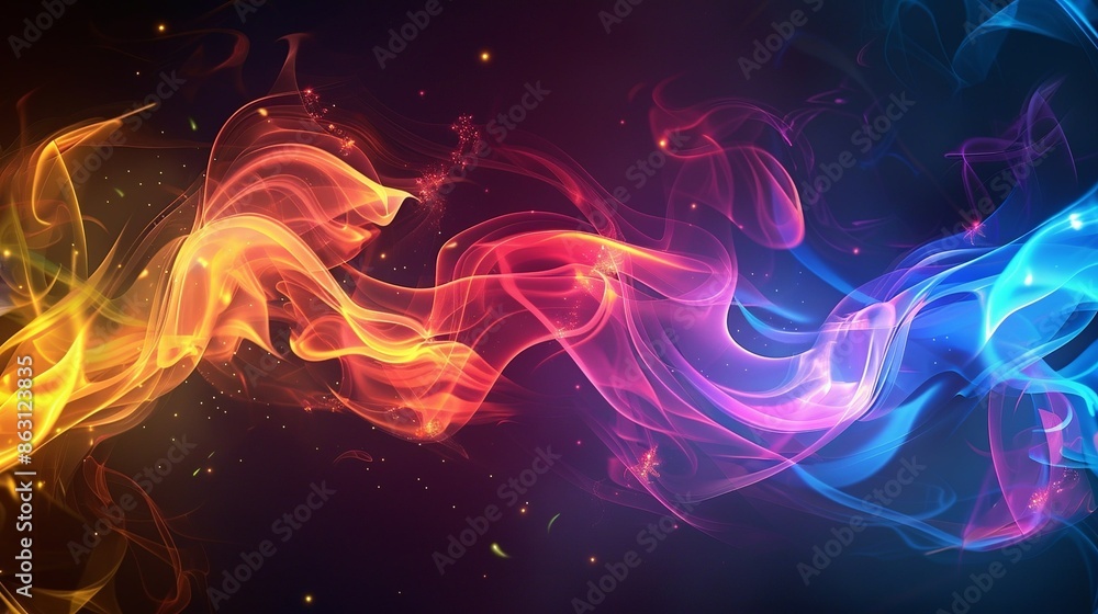 A colorful flame with red, yellow, and blue colors A colorful flame with red, yellow, and blue colors