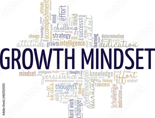 Growth Mindset word cloud conceptual design isolated on white background.