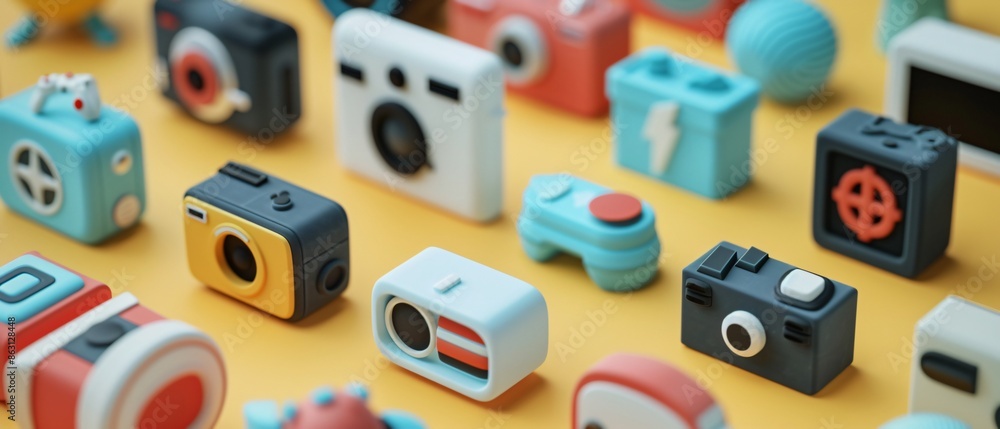 Abstract 3D Icons of Digital Culture in Minimalist Design Abstract 3D Icons of Digital Culture in Minimalist Design