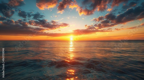  The sun is setting over the ocean, with two boats in the foreground