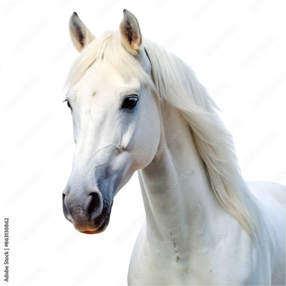 Portrait white horse Isolated on white background Portrait white horse Isolated on white background