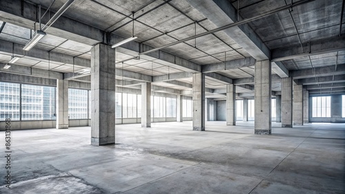 Unfinished concrete building interior , construction, incomplete, architecture, blank space, industrial, minimal, urban