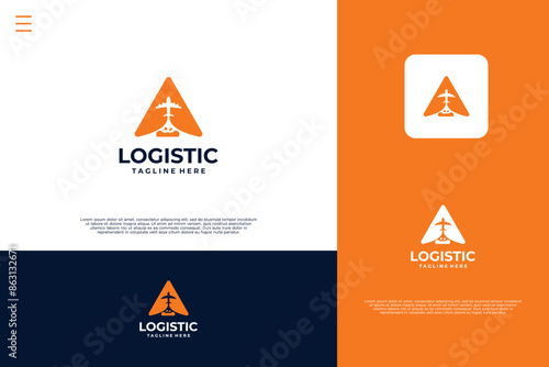 Logistic plane express transportation logo design