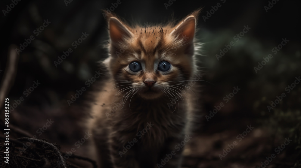 poor ginger kitty in forest poor ginger kitty in forest