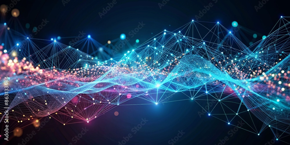 Abstract Digital Network with Glowing Lines and Points Abstract Digital Network with Glowing Lines and Points
