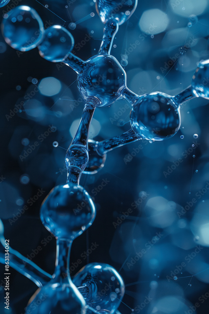 Macro view of hyaluronic acid, highlighting its unique molecular structure, Macro view of hyaluronic acid, highlighting its unique molecular structure,