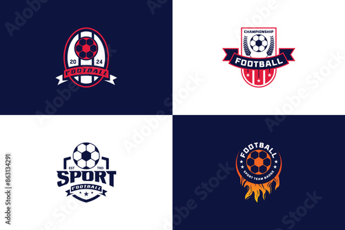 Set of football emblem team logo design