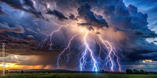Summer storm with bold lightning strikes and booming thunder, lightning, thunder, storm, summer, bold, dramatic, weather photo