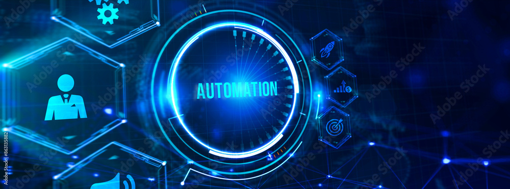 Business, Technology, Internet and network concept. Automation Software Technology Process System. 3d illustration Business, Technology, Internet and network concept. Automation Software Technology Process System. 3d illustration