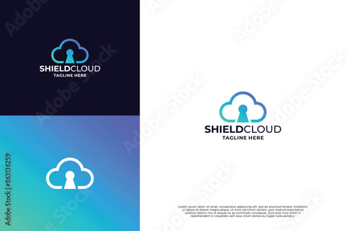 Database secured logo design with cloud concept